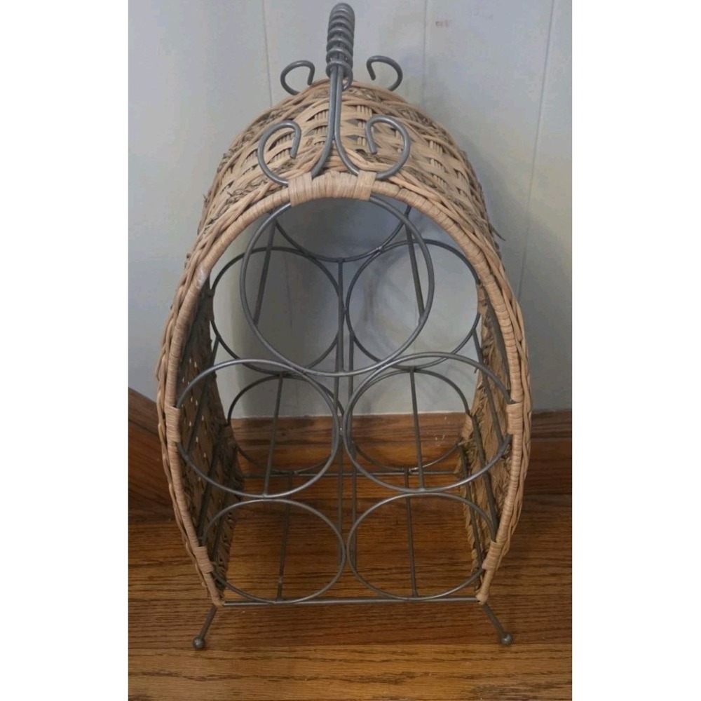 Vintage 5 Bottle Free Standing Countertop Wine Rack with Metal Accents
